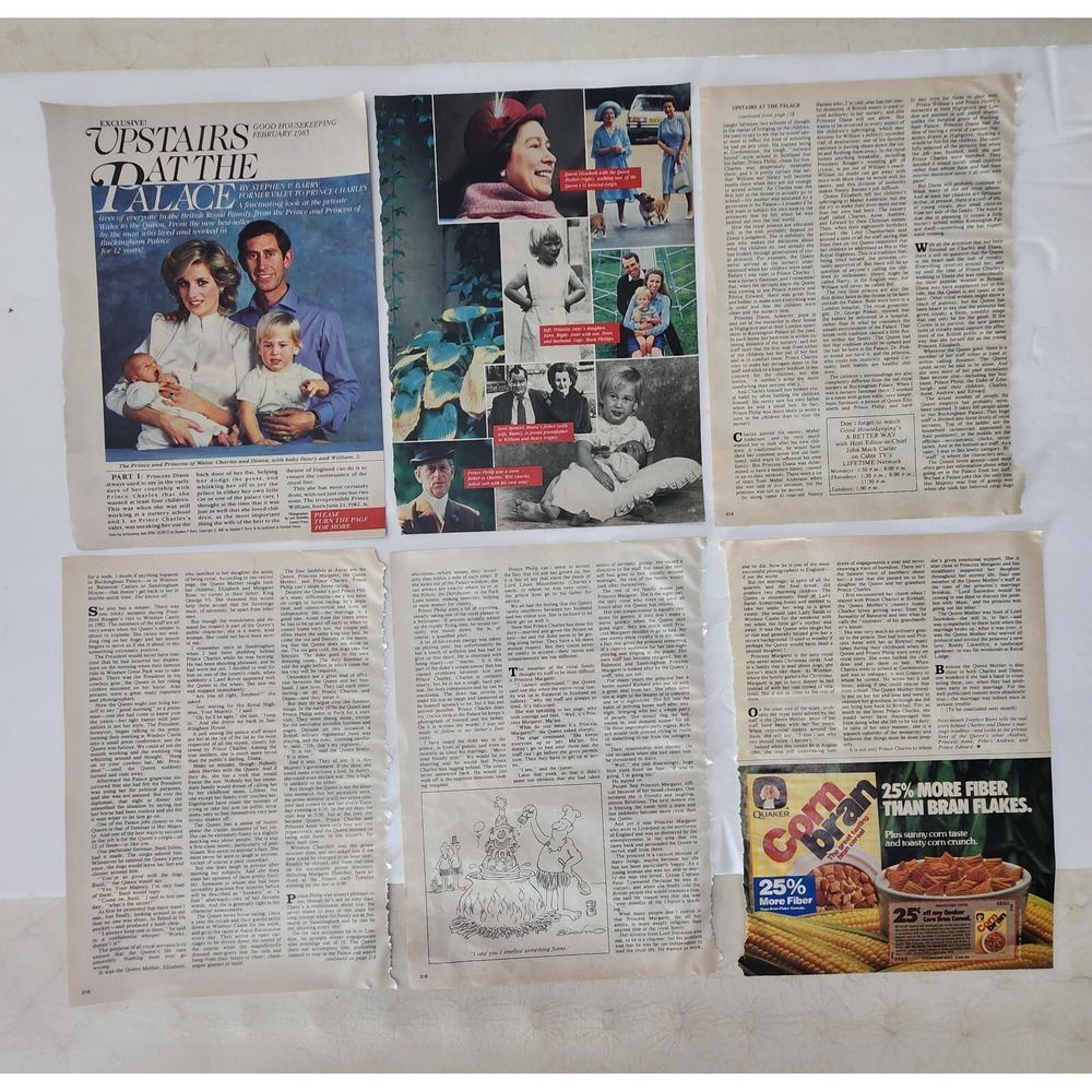 Upstairs at the Palace Princess Diana Prince Charles Harry William clipping 1985